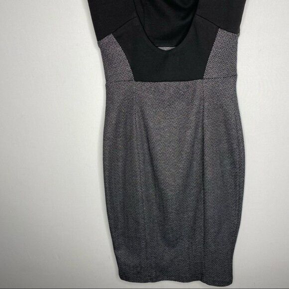 Aqua Black White Chevron Sleeveless Bodycon Career Casual‎ Dress Made in USA M - Picture 7 of 8